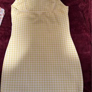 Sunny Yellow Gingham Mini Dress